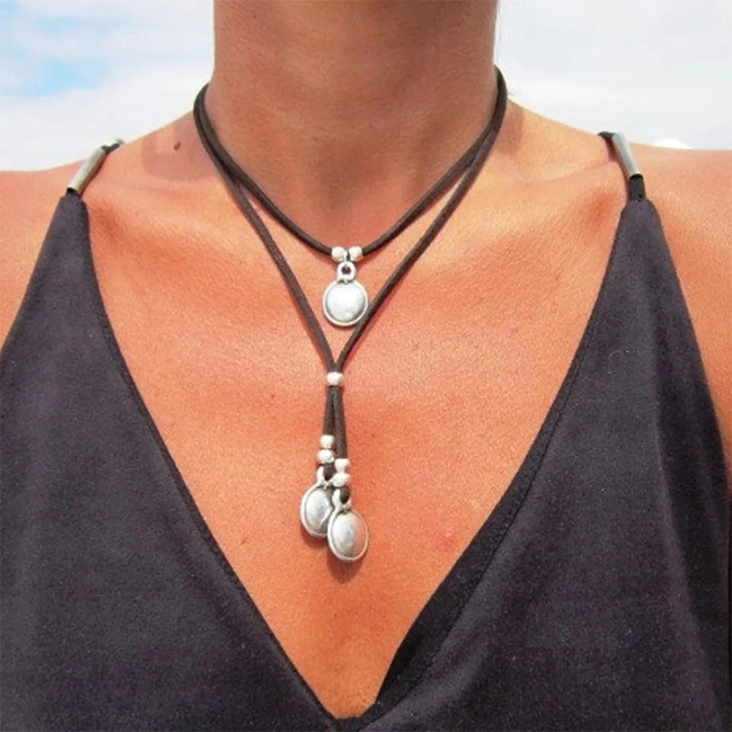 Boho Necklaces for Women Country Concert Outfits Nashville Western Outfit for Women Choker Necklaces Long Leather Necklace Western Dress Jewelry Country Cowgirl Accessories Gifts