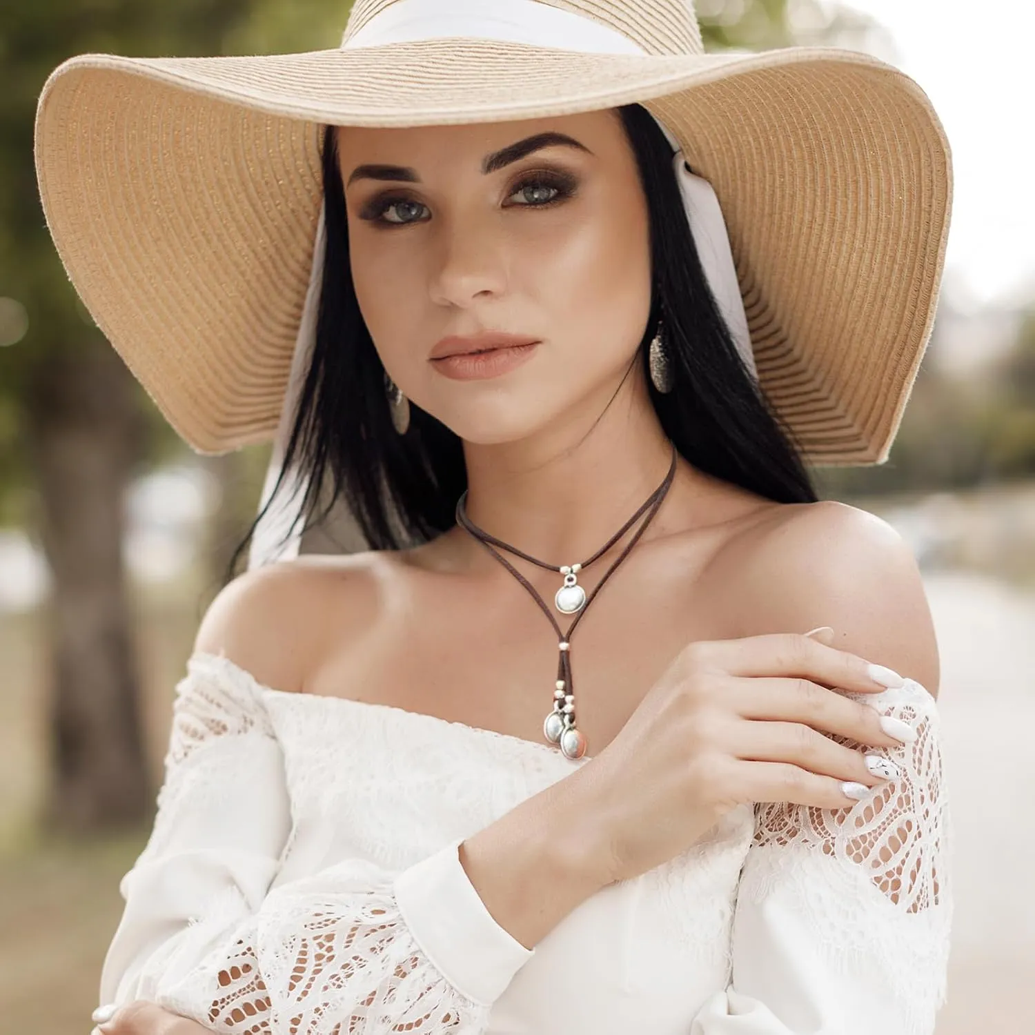 Boho Necklaces for Women Country Concert Outfits Nashville Western Outfit for Women Choker Necklaces Long Leather Necklace Western Dress Jewelry Country Cowgirl Accessories Gifts