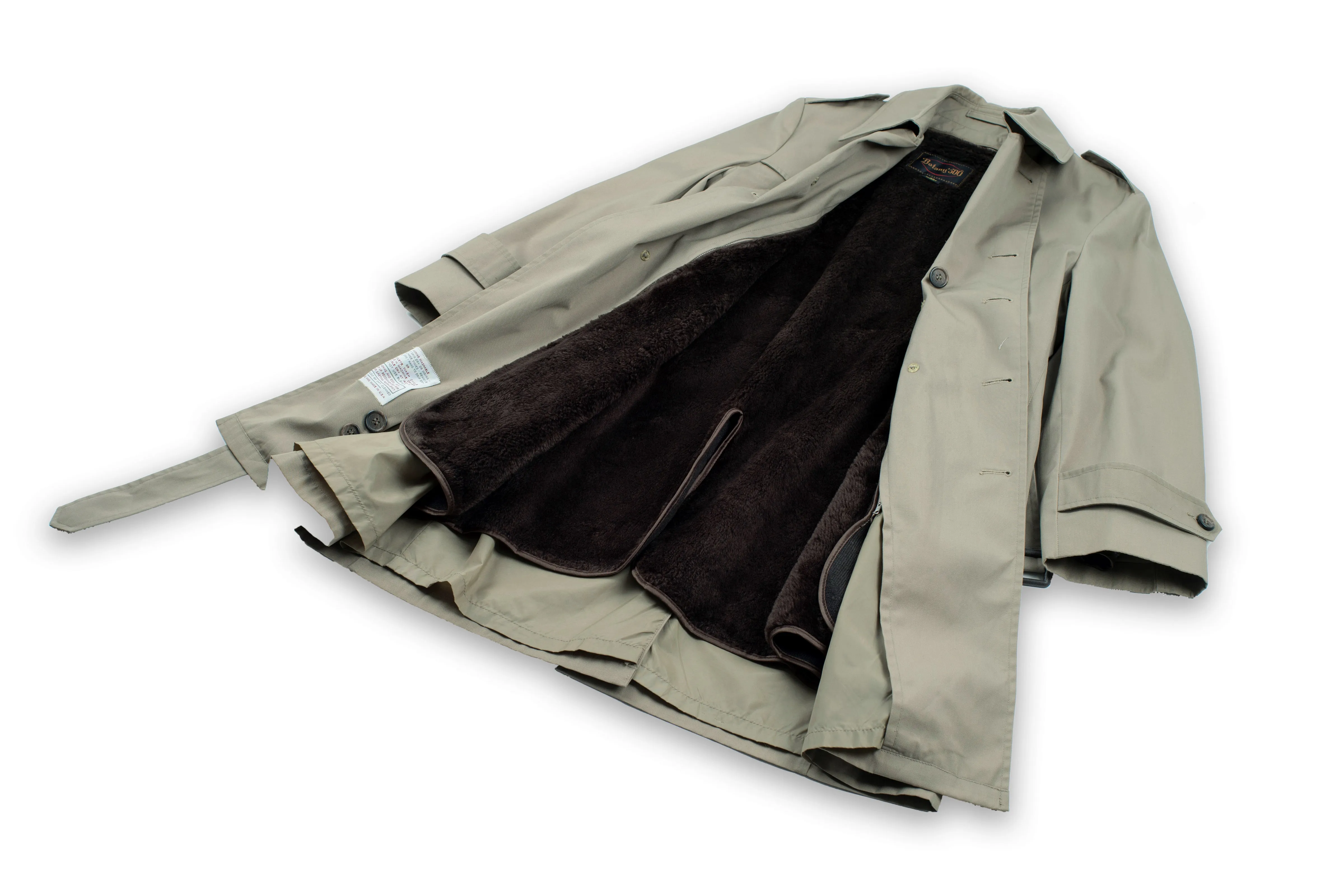 Botany 500 Khaki Brown Trench Coat with Zip-Out Liner, USA 40S