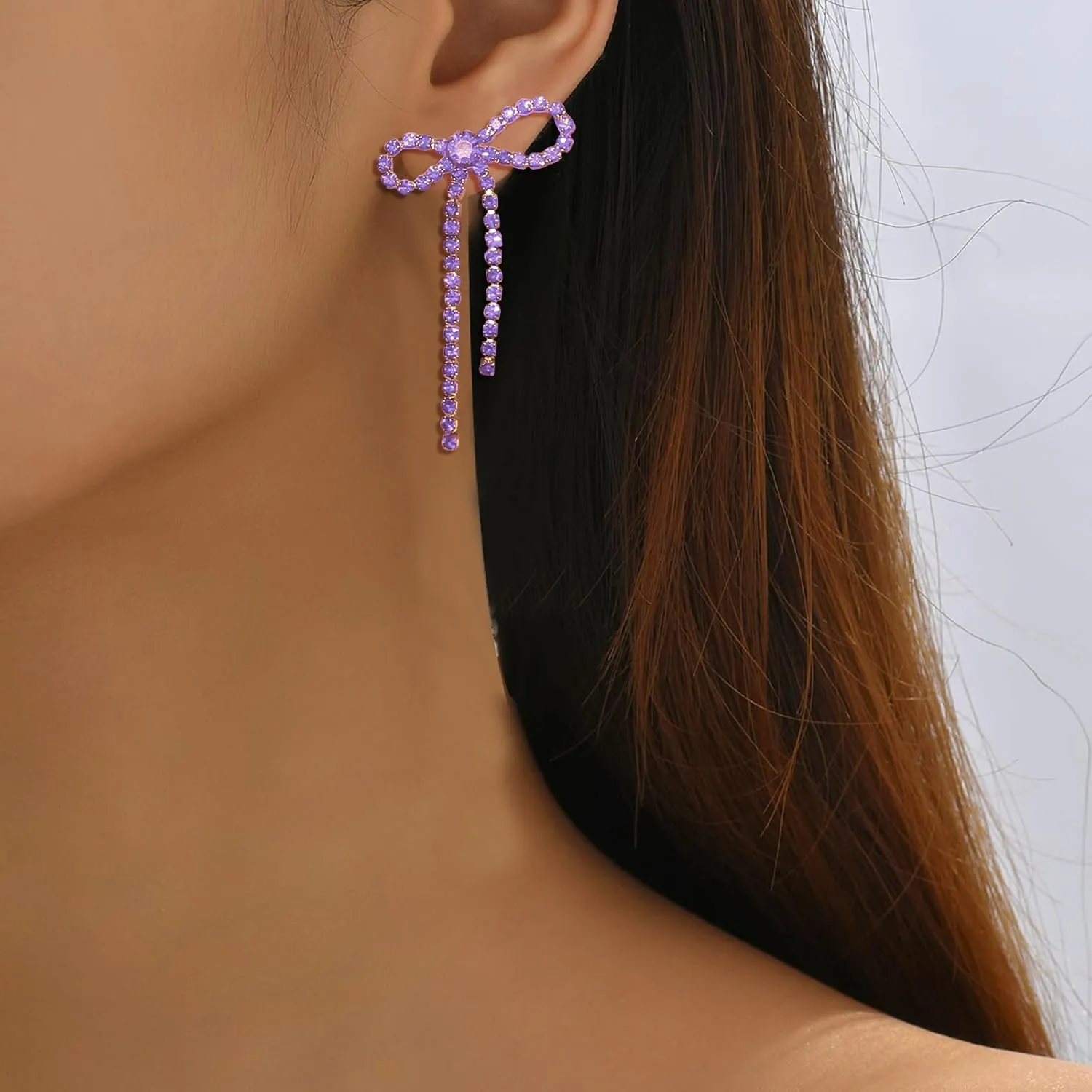 Bow Earrings for Women Black Bow Earrings Silver Bow Rhinestone Earrings Red Bow Earrings Dangle Sparkly Earrings Coquette Earrings Purple Hot Pink Bow Earrings Christmas Earrings Bow Jewelry