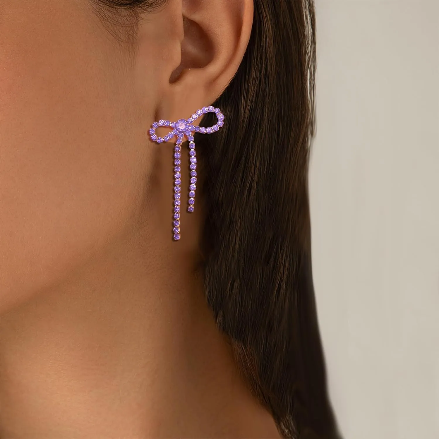 Bow Earrings for Women Black Bow Earrings Silver Bow Rhinestone Earrings Red Bow Earrings Dangle Sparkly Earrings Coquette Earrings Purple Hot Pink Bow Earrings Christmas Earrings Bow Jewelry