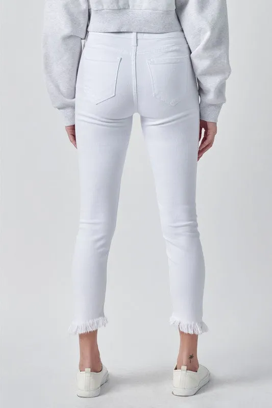 Cello Mid Rise Crop Skinny w. Fray Hem