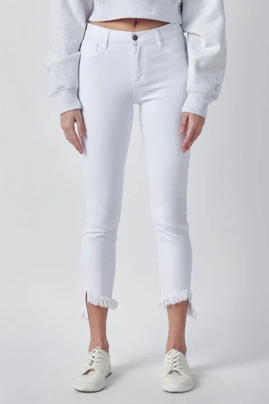 Cello Mid Rise Crop Skinny w. Fray Hem