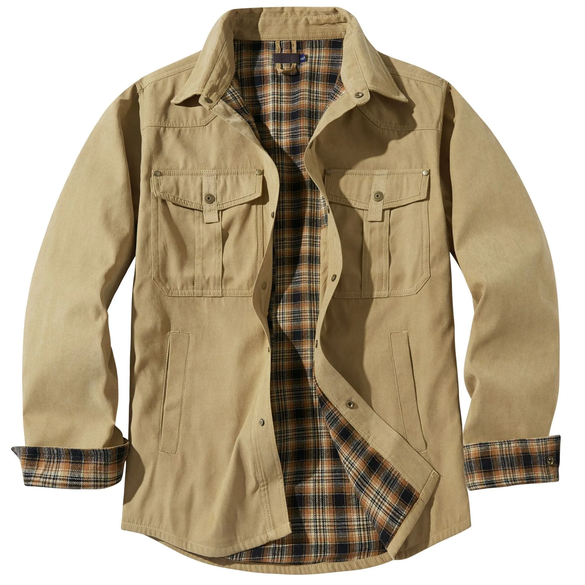 COLLAR PLAID FLANNEL CASUAL JACKET RETRO JACKET