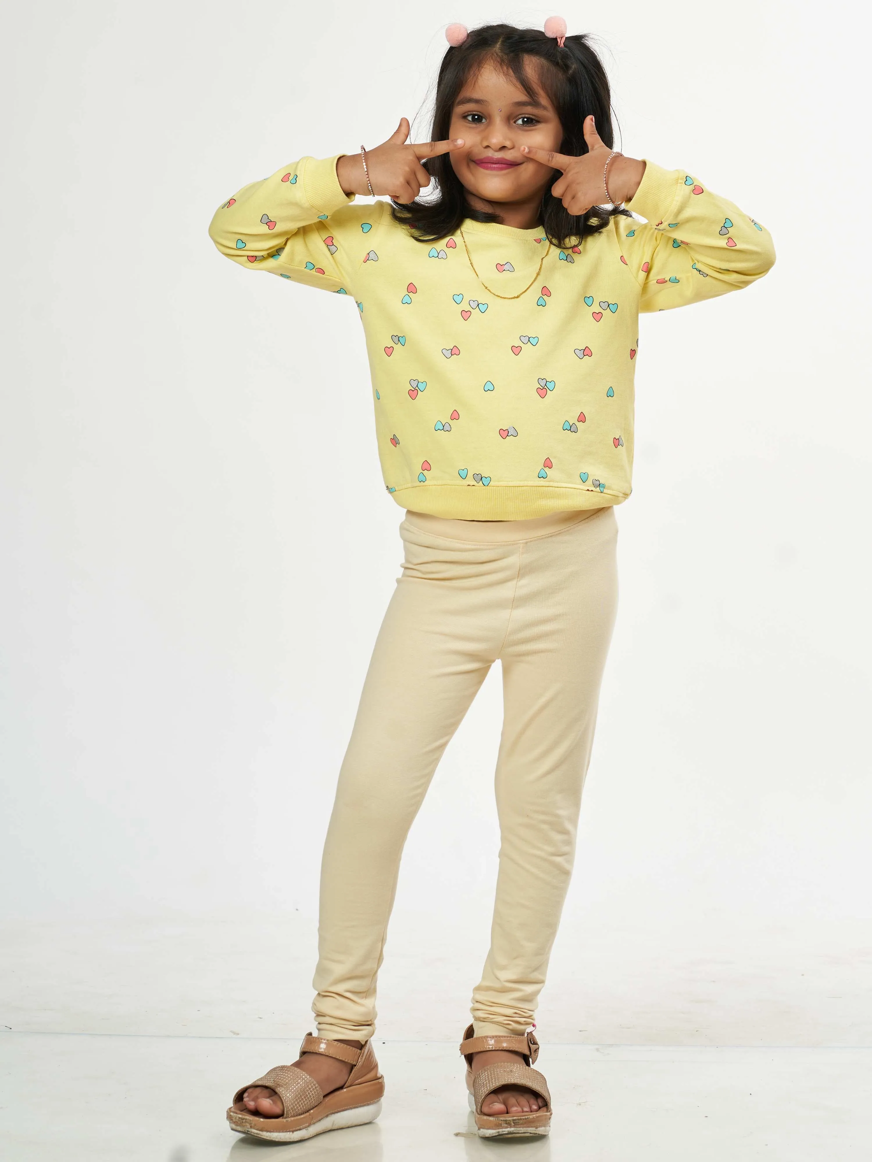 Daily Routine Girls Leggings - Cream | Full Length