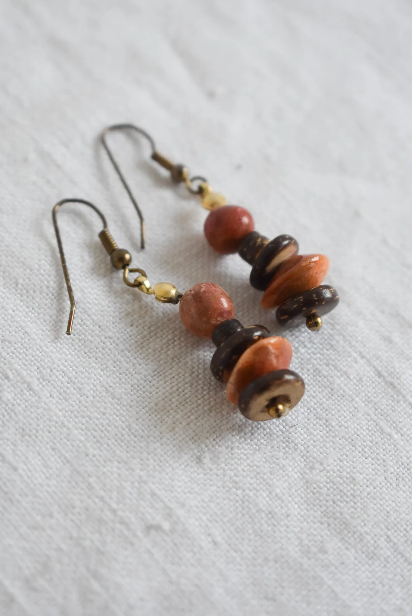 Dangly wood bead earrings
