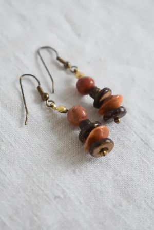 Dangly wood bead earrings