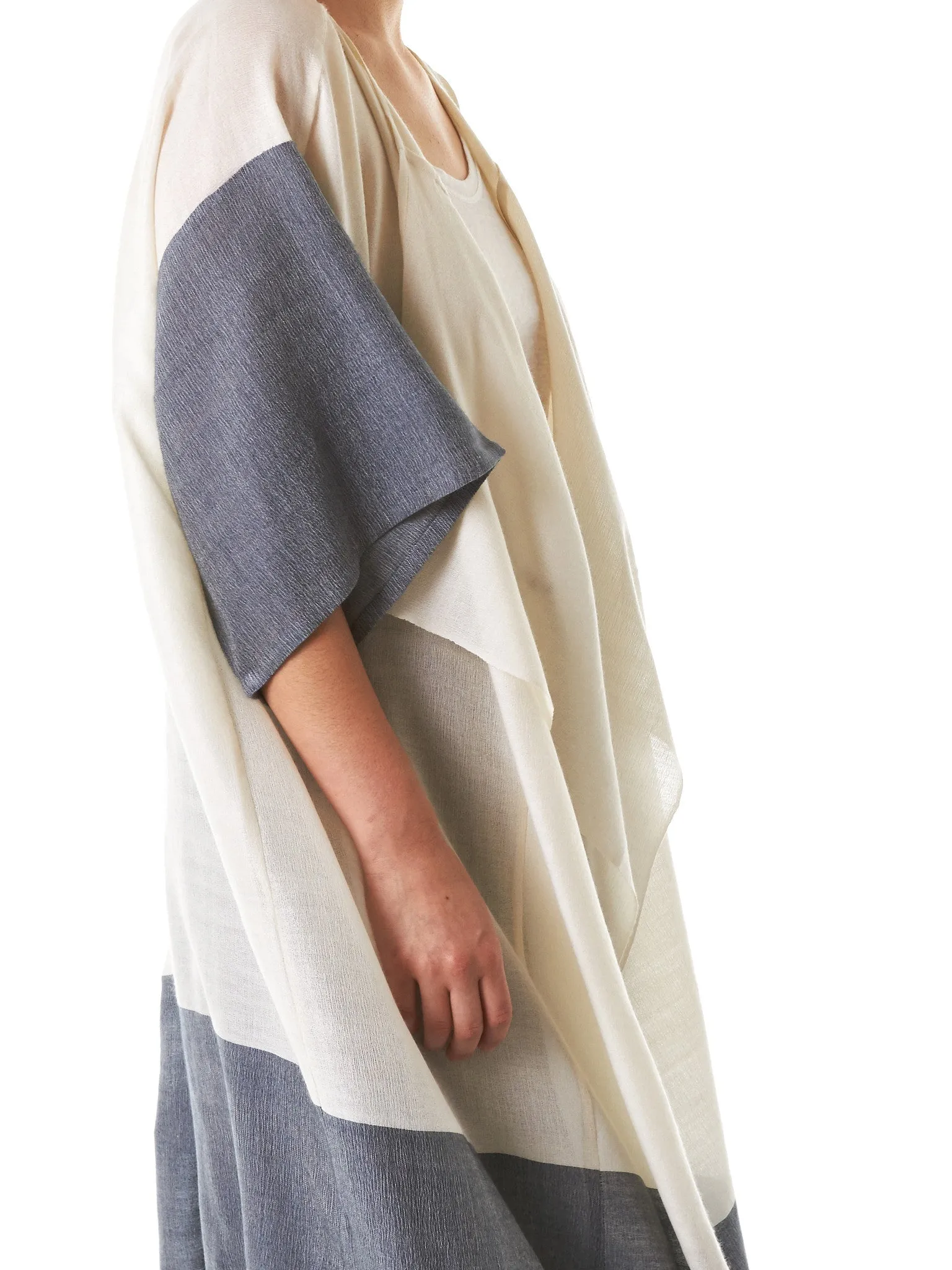 Dual-Tone Draped Robe (SW3-CHANDRA-DARKTEAL-WHITE)