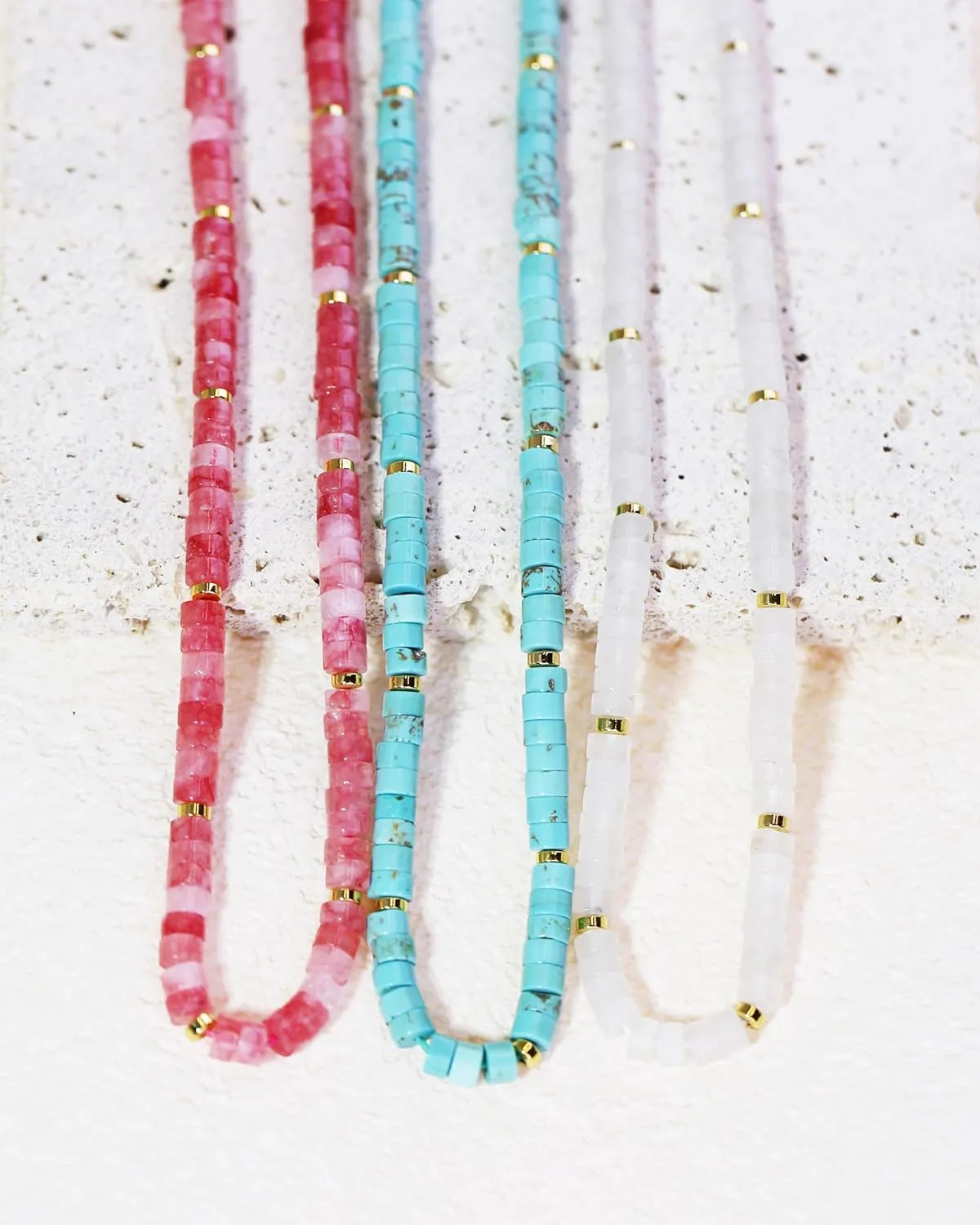Heishi Style Gemstones/Natural Pearls Beaded Choker Necklace for Women, Handmade Jewelry Gifts for Her