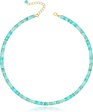 Heishi Style Gemstones/Natural Pearls Beaded Choker Necklace for Women, Handmade Jewelry Gifts for Her