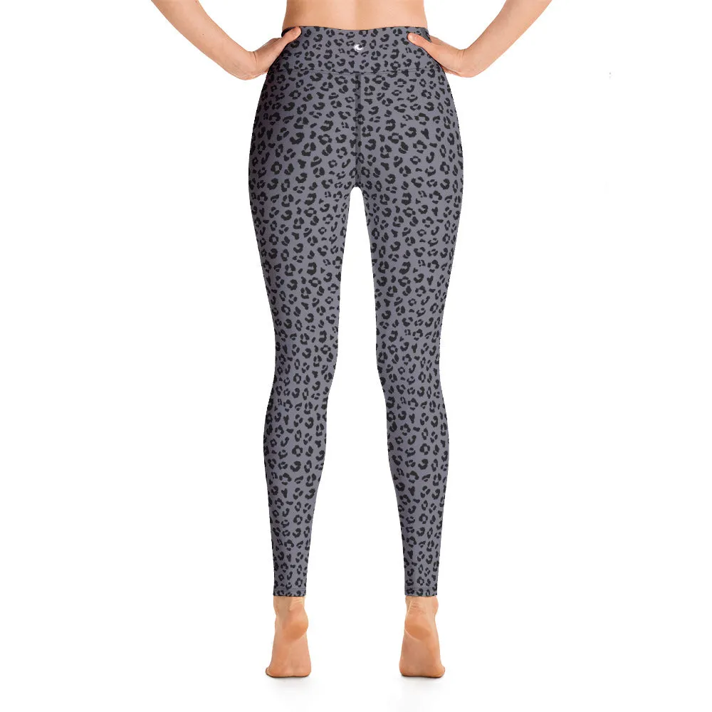 High-Waist Yoga leggings-Grey Cheetah