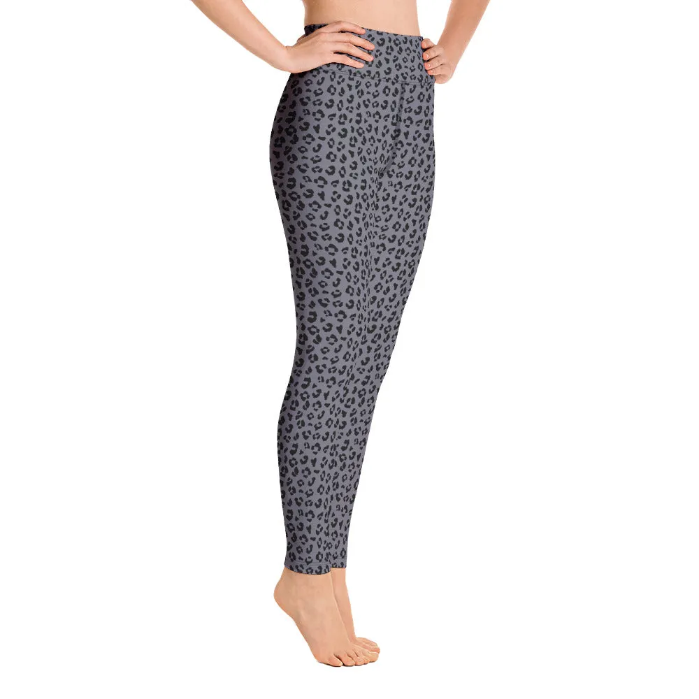 High-Waist Yoga leggings-Grey Cheetah
