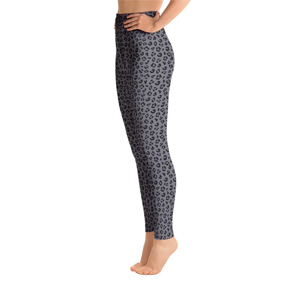 High-Waist Yoga leggings-Grey Cheetah