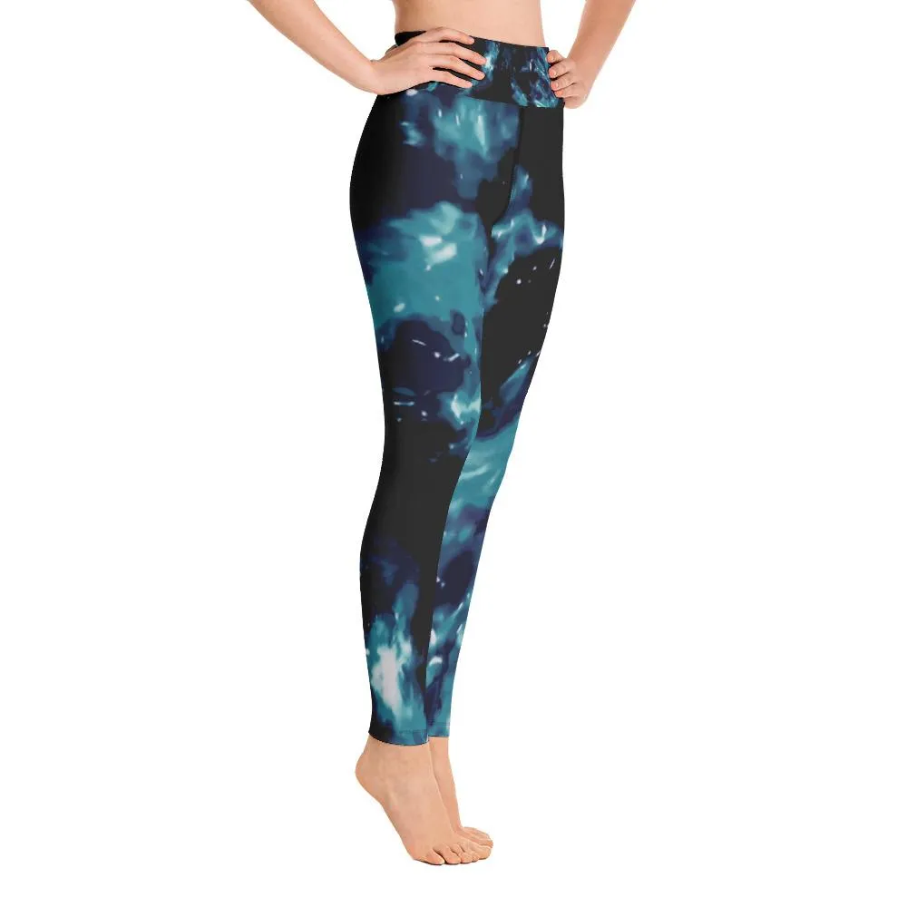 High waist Yoga Leggings-Tie-dye Teal