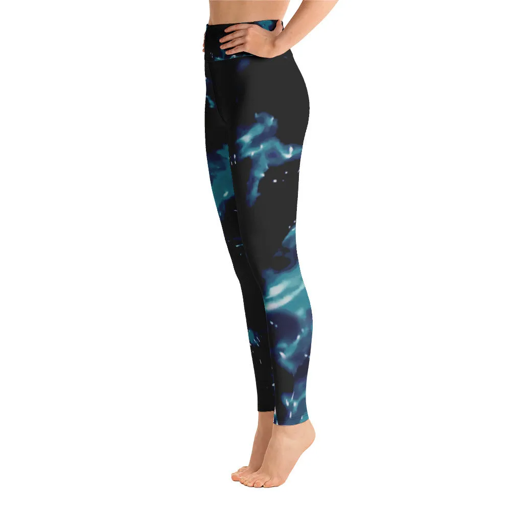 High waist Yoga Leggings-Tie-dye Teal