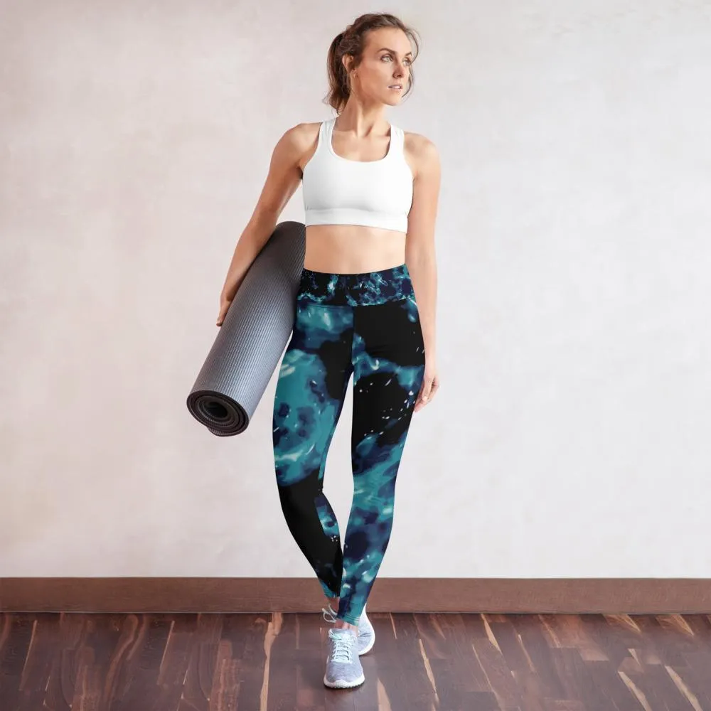 High waist Yoga Leggings-Tie-dye Teal