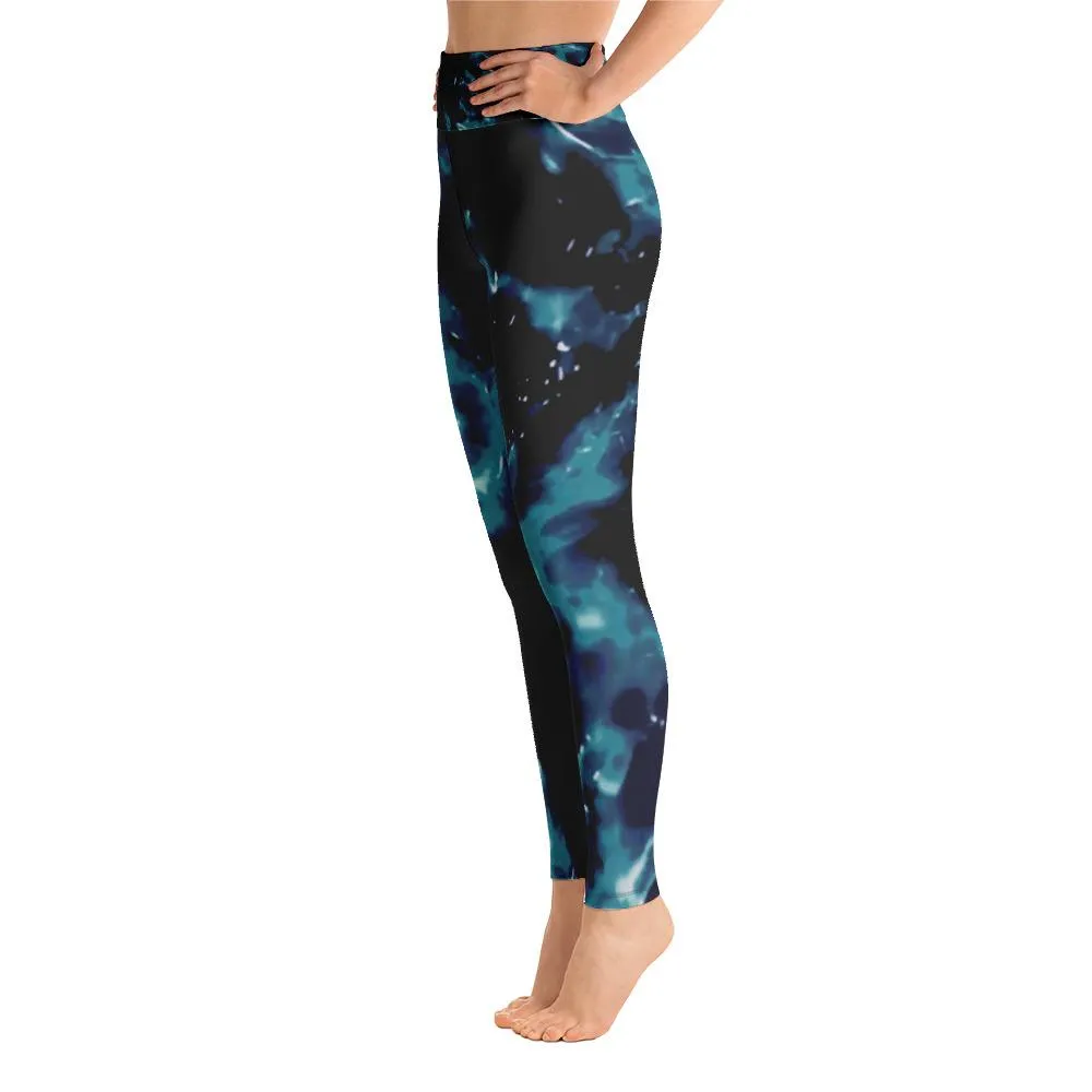 High waist Yoga Leggings-Tie-dye Teal