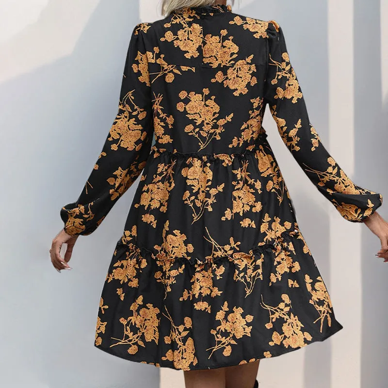 METAVERSMALL New  autumn new collection retro print dress temperament elegant commuter versatile women's skirt