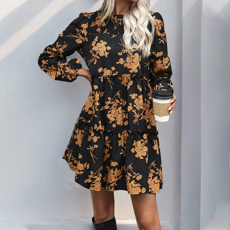 METAVERSMALL New  autumn new collection retro print dress temperament elegant commuter versatile women's skirt