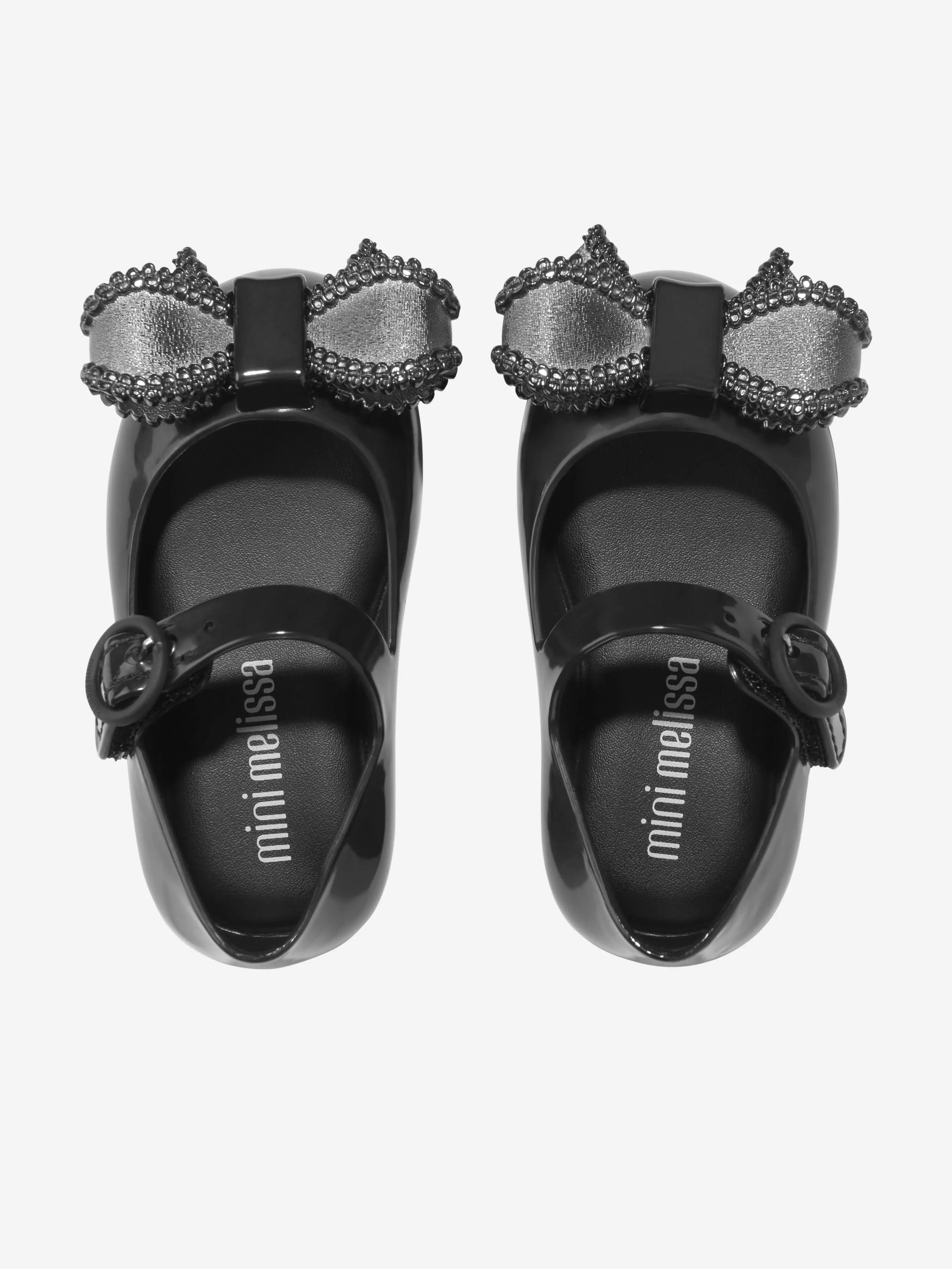 Mini Melissa Girls Mini Sweet Love Bow Jelly Ballerinas in Black