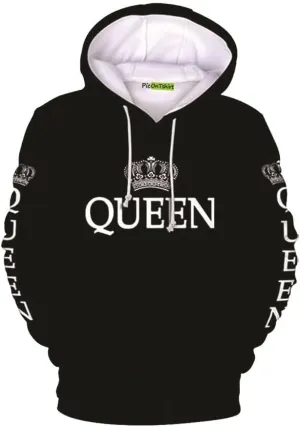 picontshirt 100% Cotton Heavyweight King Hoodies for Men King and Queen Matching Hoodies for Couples