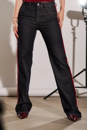 Straight leg striped jeans donker blauw - Anna