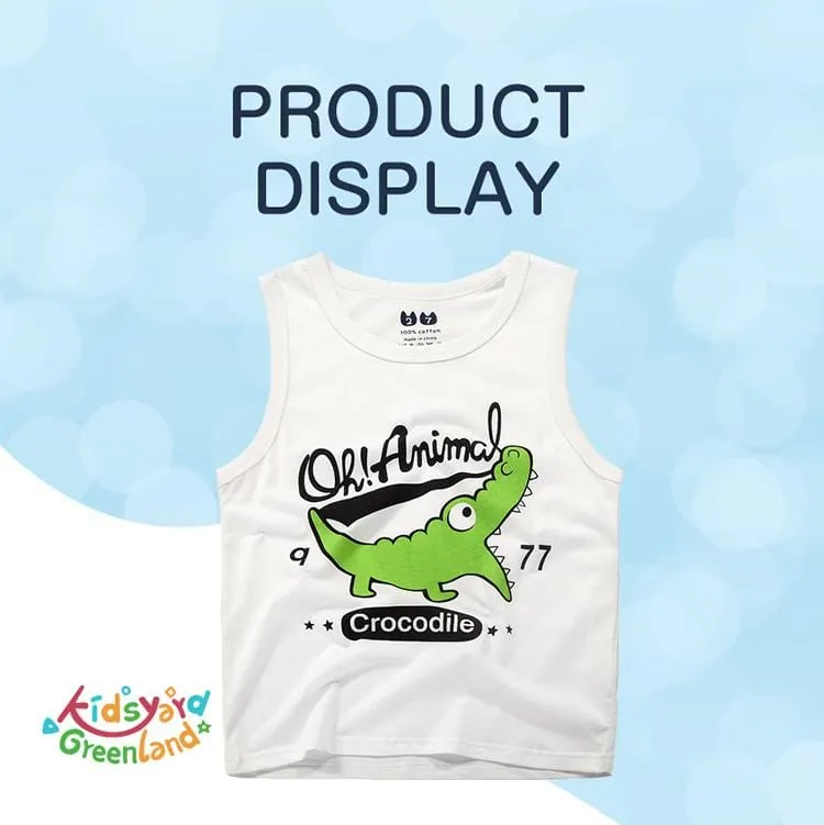 Summer Kids Vests with Crocodile Pattern