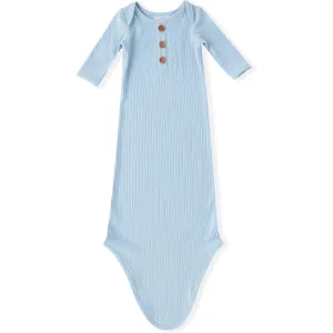 Swoon Baby Clothing Blue Ribbed Knotted Gown