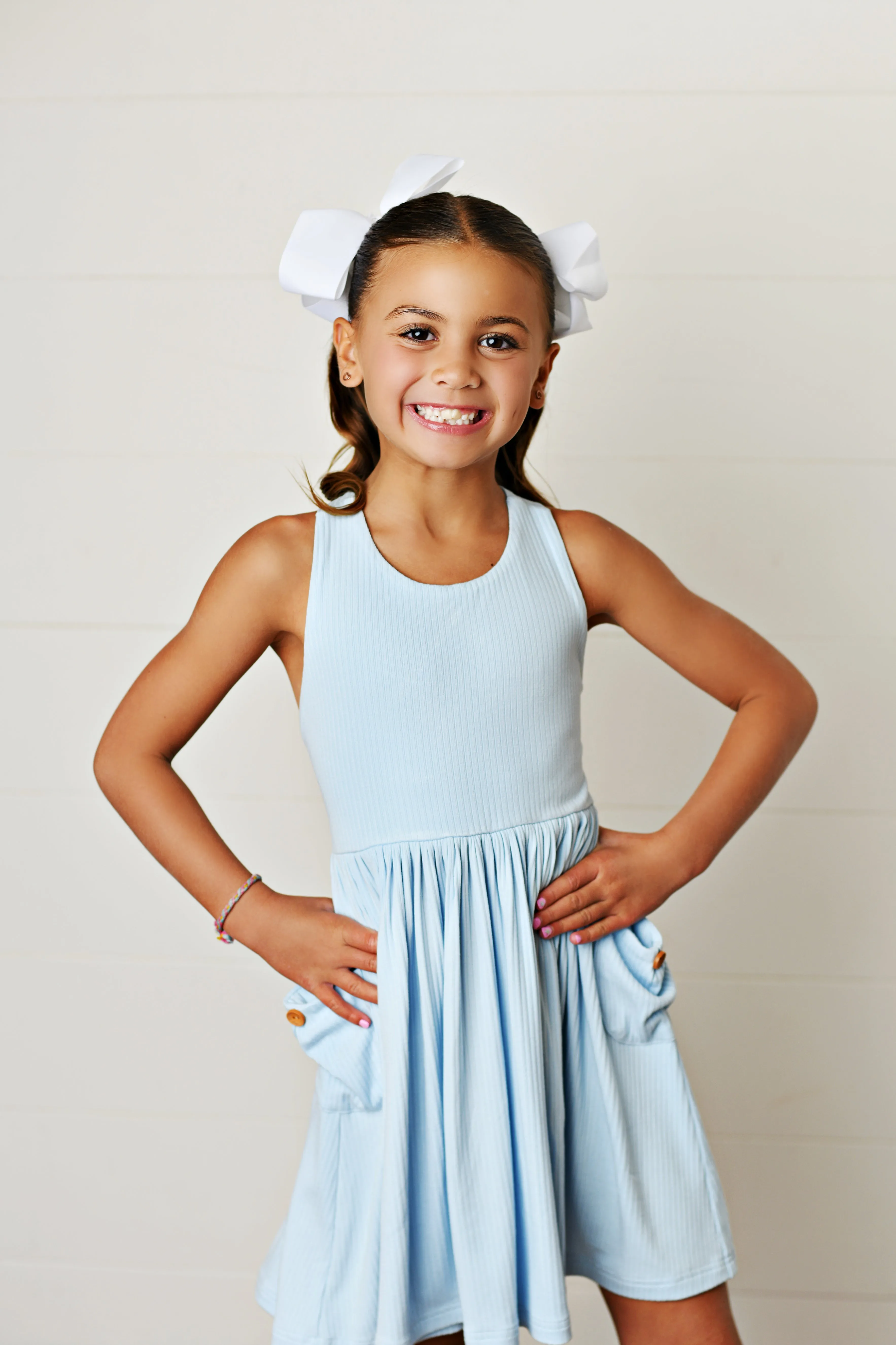Swoon Baby Clothing Blue Ribbed Pocket Dress