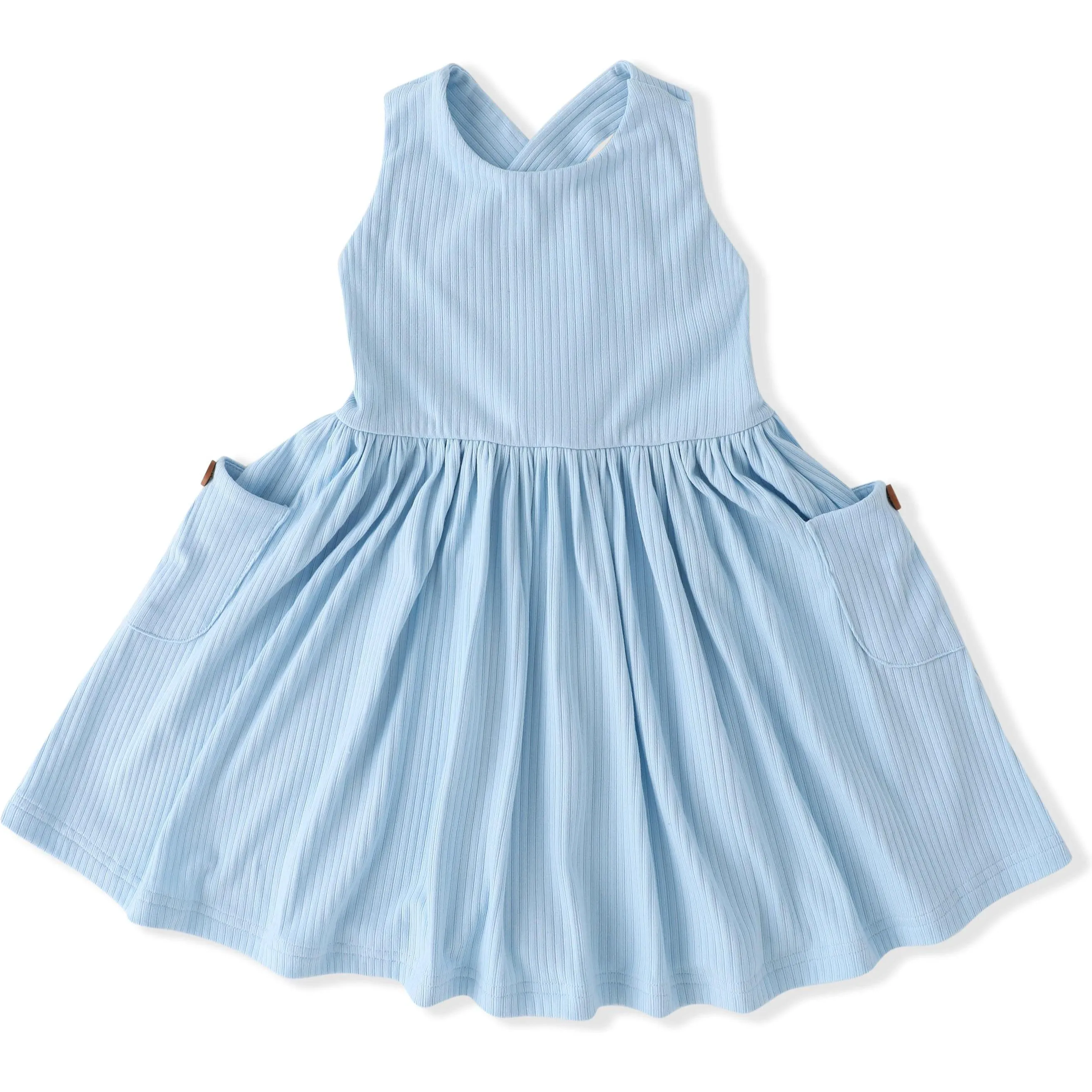 Swoon Baby Clothing Blue Ribbed Pocket Dress