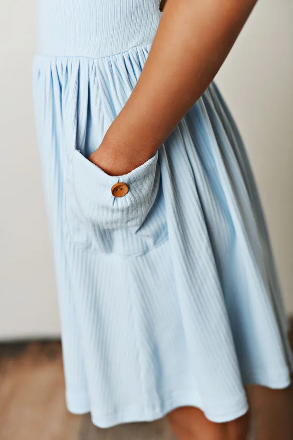 Swoon Baby Clothing Blue Ribbed Pocket Dress
