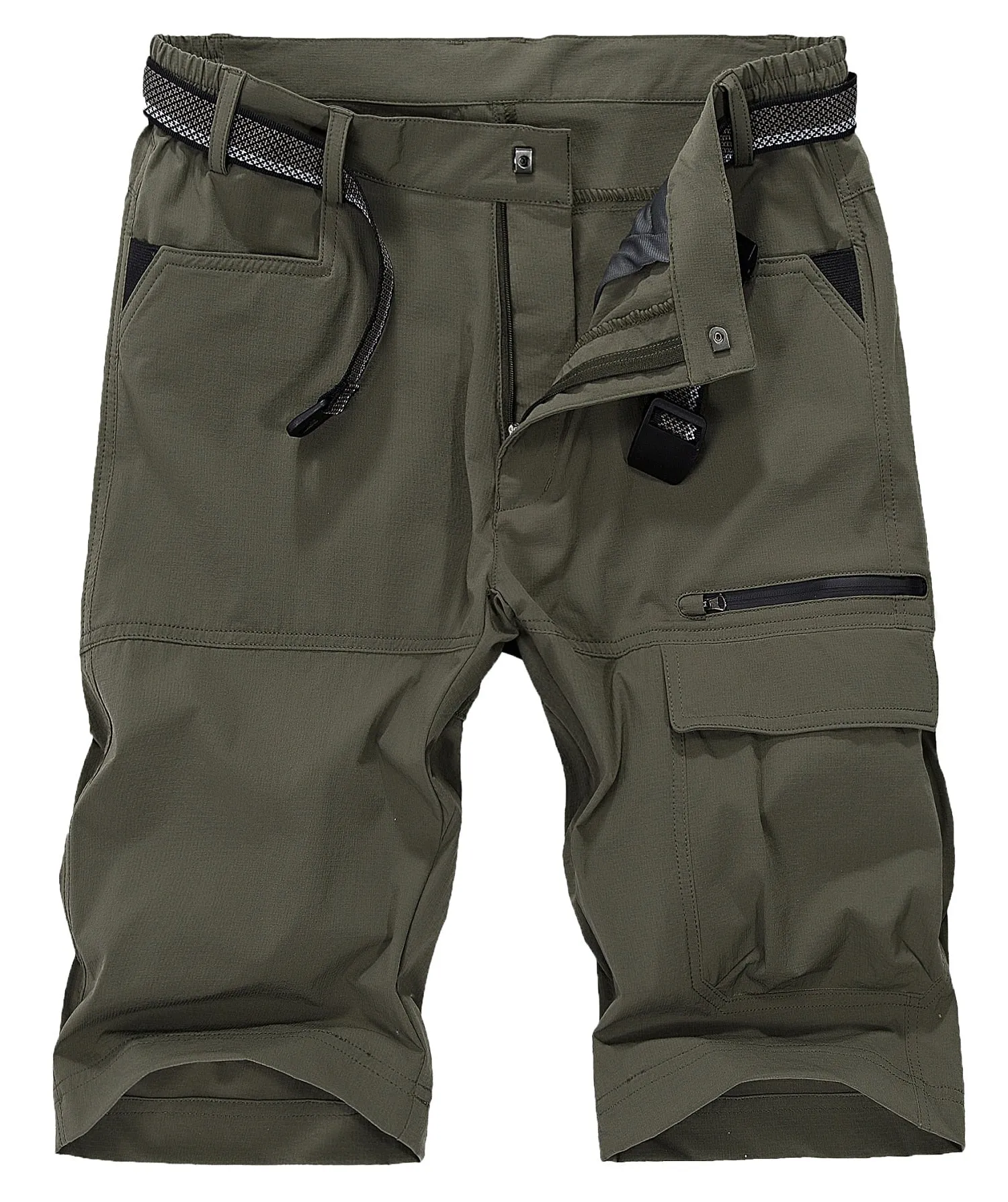 TACVASEN Fishing Cargo Shorts Men's Relaxed Fit Water Repellent Fish Gear Short Pants Solid Lightweight Hiking Zip Pockets Short