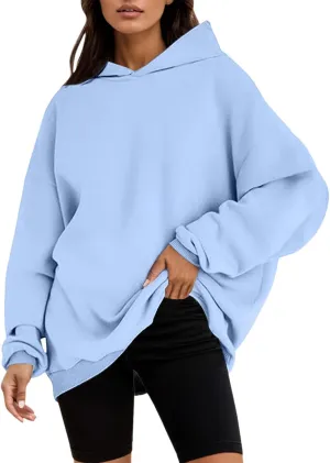 Women's Casual Hoodies Long Sleeve Oversized Sweatshirts Solid Color Fall Fashion Pullover Tops Outfit Winter Clothes