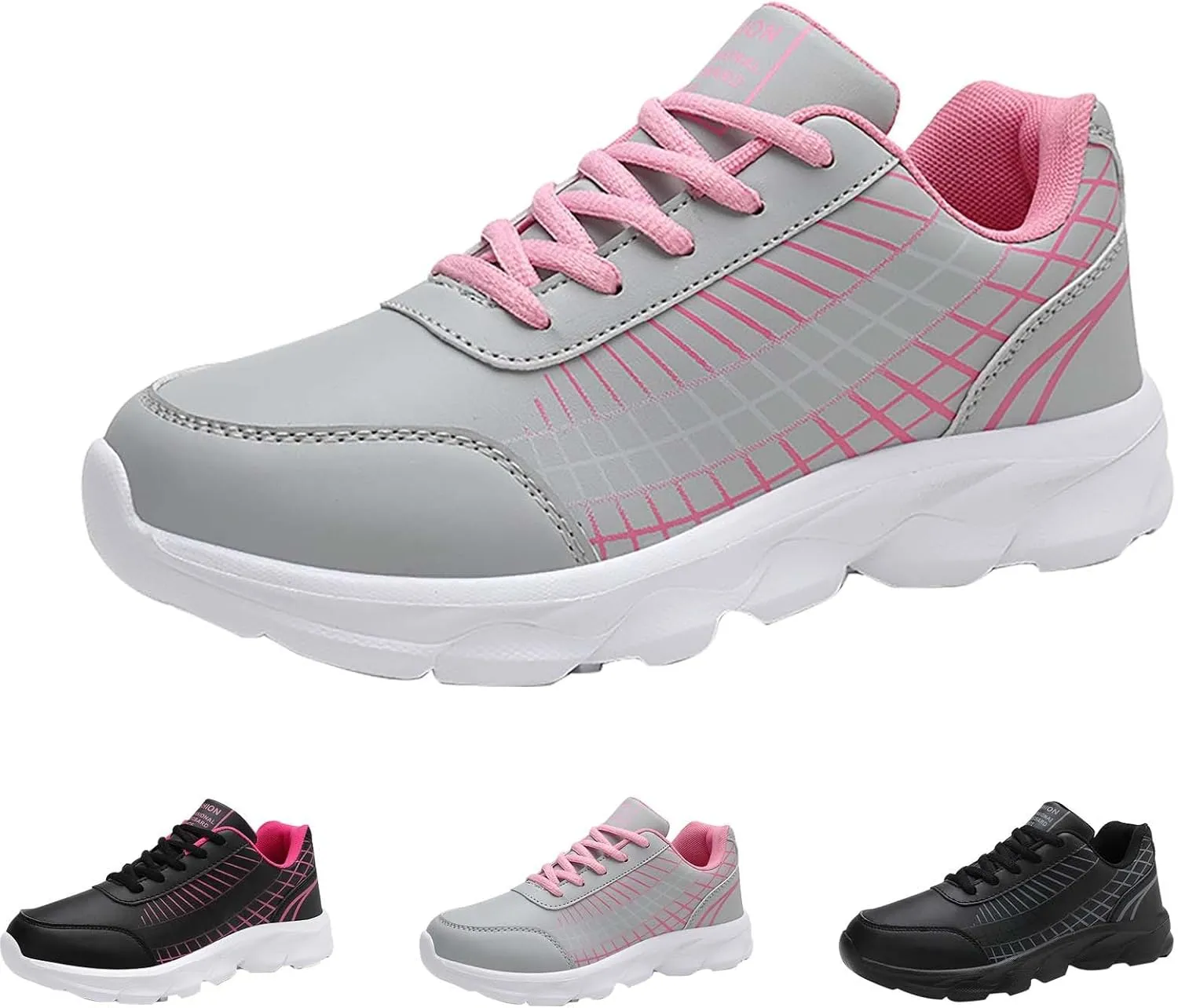 Women's Gym Shoes Running Comfortable Tennis Breathable Non Slip Athletic Lace Up Walking Workout Training Sneakers